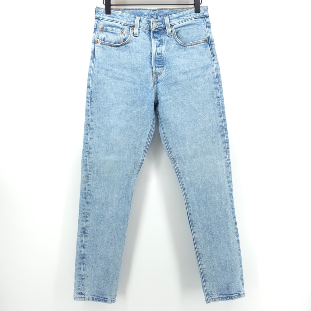 Levi's Women Jeans 501 S W27 L28 Light Blue High Rise Skinny Tapered Denim